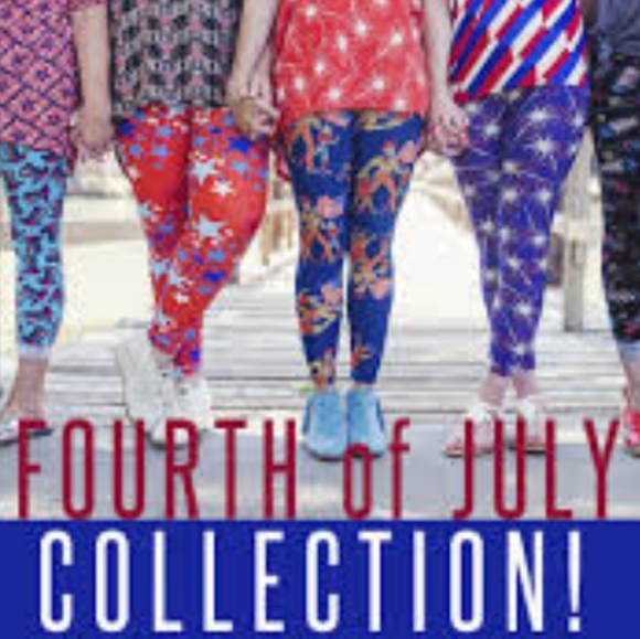 LuLaRoe red white and blue American flag leggings - Picture 1 of 4